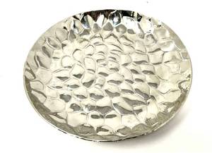 Silver Leaf Bowl Metal Oval Decorative <b>Basket</b> Cutout Textured Centerpiece Fruit Serving Dish Luxury Home Table Decor - Product Image 5
