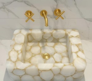 Elegante Lavabo de Baño de Resina y Cuarzo con Superficie Pulida Resistente al Agua, Fácil de Limpiar, Lavabo Moderno - Product Image 2