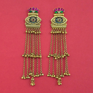 Pendientes de araña étnicos chapados en oro con piedras de circonita y diseño floral para mujer, joyería de boda - Product Image 5