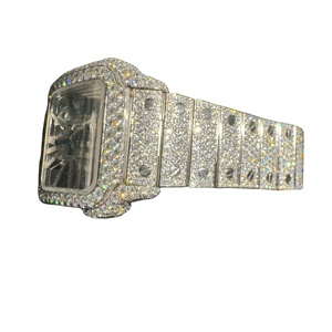 Reloj de Lujo de Alta Calidad, Hecho a Mano, con Moissanita Negra, Acero Inoxidable, Estilo Iced Out, Unisex, para Usar Todo el Día - Product Image 1