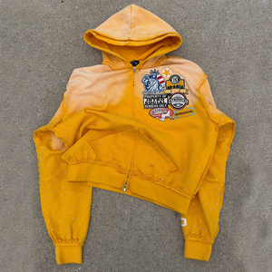 Sunfaded <b>Hoodie</b> Zipper Printed <b>500</b> <b>GSM</b> Trending Oversized Vintage Streetwear Fleece Custom Logo Wholesale Manufacturer Supplier - Product Image 2