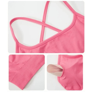 Conjunto de Yoga de Alta Calidad para Mujer - Sujetador sin Costuras y sin Espalda, Pantalones Cortos Estampados, para Entrenamiento de Resistencia, Pilates, Gimnasio, 2 Piezas - Product Image 6