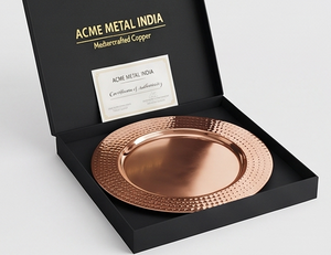 Premium ACME METAL INDIA Handmade Hammered Copper Round <b>Decorative</b> <b>Plate</b> Traditional Design Gift Present Wedding Restaurant - Product Image 1