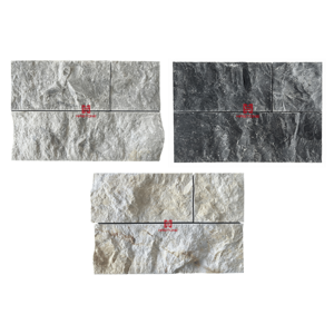 Revêtement mural extérieur en carreaux de marbre à face brisée, tailles et couleurs variées (gris, blanc, beige, noir), imperméable et durable - Product Image 1