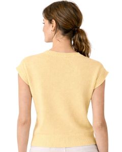 Suéter de Punto sin Mangas para Mujer, Color Amarillo, Bordado Floral, Cuello Redondo, Suave, Ligero, Informal, Chaleco de Verano, Top Elegante y Moderno - Product Image 4