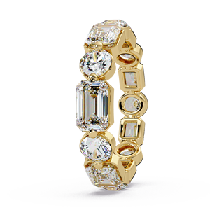 Custom 14K Pure Gold Bezel Emerald Cut Round Cut Lab Grown Diamond Eternity Band Wedding <b>Ring</b> Alternating Bridal Fine Jewelry - Product Image 2