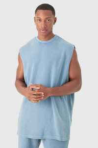 Conjunto de Camiseta sin Mangas y Camiseta de Manga Corta para Hombre, Color Azul Café, de Algodón, Transpirable, Cómodo, para Ejercicio, Fitness, Uso Diario y Activo - Product Image 3