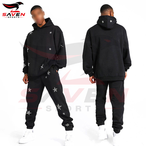 Survêtements pour hommes de couleur noire, style pull, manches longues, tissu écologique de la plus haute qualité, ornés de strass, très demandés - Product Image 5