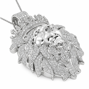 Collier Pendentif Couronne de Lion en Argent 925 avec Charme Moissanite Micro-Sertie, Coupe Ronde Brillante, Bijou Unisexe Idéal pour Cadeau - Product Image 4