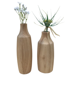 Modern Farmhouse Wood Flower Vase Minimalist Design 8-12 Inch Diameter - Product Image 2