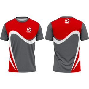 เสื้อกีฬาแขนสั้น 100% โพลีเอสเตอร์ พิมพ์ลายแบบซับลิเมชั่น คอวี ผ้าตาข่าย ยืดหยุ่นได้ รับผลิตตามแบบทีม ทรงสปอร์ต - Product Image 2