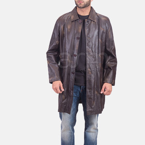 New Fashion Leather Winter <b>Coat</b> Men's With Top Quality Material Wholesale Price Men Leather <b>Long</b> <b>Coat</b> - Product Image 2