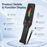 Détecteur de métaux portatif haute sensibilité, scanner de sécurité portable avec alarme sonore et vibratoire pour l'inspection des événements scolaires