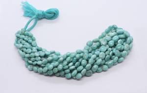 Cuentas de Larimar Natural AAA, Forma Ovalada Lisa, 5x7-8x10 MM, Cuentas de Piedra Preciosa de Larimar Lisas, 16 Pulgadas, Cuentas Ovaladas de Larimar Lisas para Joyería - Product Image 2