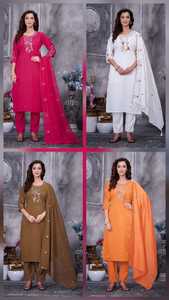 Elegante Conjunto Étnico de Seda Romana para Mujer con Dupatta Bordada |   Proveedor de Ropa OEM |   Exportación Global de Moda - Product Image 2