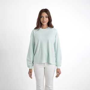 Sudadera Extra Grande Verde Menta para Mujer |   Camiseta de Manga Larga con Hombros Caídos y Cuello Redondo |   Fabricante OEM/ODM Personalizado - Product Image 1