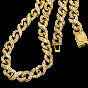Customized Yellow Gold <b>Infinity</b> Style Hip Hop Micro Pave Setting Moissanite Diamond Full Iced Cuban Chain Man's Designer Chain - Product Image 4
