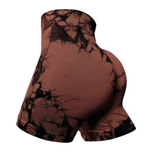 Shorts pour hommes tricotés à taille mi-haute, motif tie-dye par sublimation sur le devant, en coton élasthanne, écologiques, séchage rapide, coupe sportive, longueur courte - Product Image 5