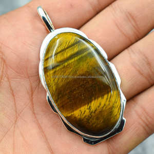 Colgante hecho a mano de Plata de Ley 925 sólida, colgante único hecho a mano, Ojo de Tigre, joyería de plata, regalos para esposa - Product Image 3