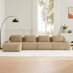 Divano componibile moderno a L da 146 pollici, sovradimensionato, a 4 posti, in tessuto flanella, senza struttura, mobile per soggiorno - Product Image 3