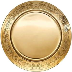 High trending Round <b>Metal</b> Charger Plate with Beaded <b>Edge</b> Vintage Design Handmade for Party Table Setting charger plate - Product Image 2