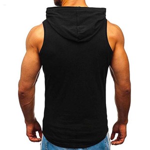 <b>Men's</b> <b>Sleeveless</b> Hooded Solid Color Casual Tank Top Slim Fit Regular Length Black Workout Wear Fashion Customized <b>Pullover</b> quick - Product Image 2