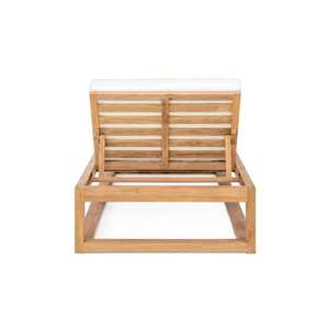 Chaise longue d'extérieur en teck avec dossier inclinable, design contemporain, structure en bois durable, mobilier de patio moderne - Product Image 3