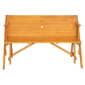 Tavolo e Sedia Connessi in Legno Massello a Doppio Uso 138.5*137*75cm, Portata 150kg, Arredamento da Campeggio - Product Image 6