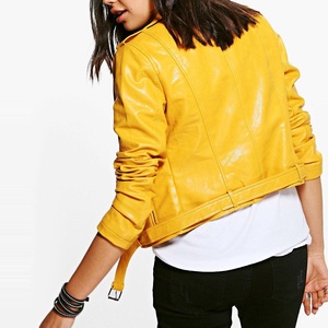 Veste en cuir véritable pour femme, écologique et respirante, design moderne et élégant à col montant, grandes tailles - Product Image 5