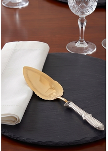Cucharas de servir clásicas plateadas con mangos largos y hojas en tono dorado para decoración de mesas de boda y uso en la cocina. - Product Image 5