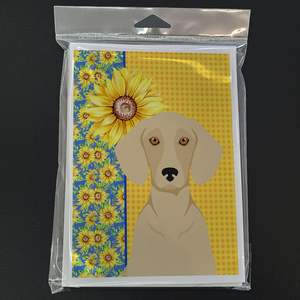 การ์ดอวยพรรูปสุนัขพันธุ์ดัชชุนด์ลายดอกทานตะวันและครีมการ์ด A7แปลกๆ8ใบขนาด5x7พร้อมซอง - Product Image 3