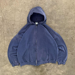 Sweat-shirt à capuche oversize en molleton de couleur unie avec col boutonné pour homme, style tricoté teint en pièce, coupe décontractée pour l'automne - Product Image 5