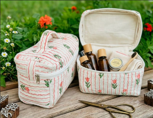 Bolsa de Maquillaje Acolchada al por Mayor, Estuche Cosmético de Algodón, Neceser Plano, Organizador de Viaje Boho para Mujer, Regalo Nupcial Personalizado - Product Image 3