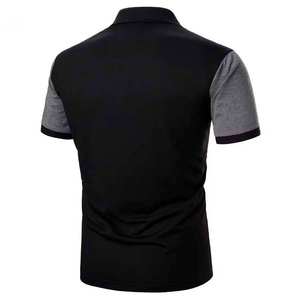 Polo à manches courtes pour homme, gris et noir, à blocs de couleurs, tricoté, décontracté, coupe classique - Product Image 4