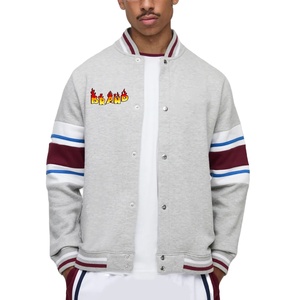 Nueva chaqueta universitaria de lana de algodón 2025 100% para hombres, chaqueta universitaria de hombre con logo impreso DTF personalizado, chaqueta universitaria de hombre con bloque de color de peso pesado - Product Image 1