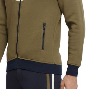 Vêtements de sport décontractés 100% coton pour la course à pied et le jogging, couleur contrastée, col haut, fermeture éclair intégrale, survêtements pour hommes pour l'hiver - Product Image 3