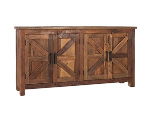 Buffet d'appoint vintage antique en bois recyclé, meuble de rangement de grande capacité pour cuisine et salle à manger, mobilier durable - Product Image 1
