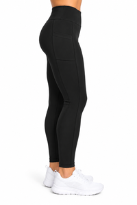 Women High Waist Seamless Yoga <b>Leggings</b> With Pockets Full Length Black Spandex Polyester Four-Way Stretch Workout yoga <b>legging</b> - Product Image 4