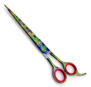 กรรไกรตัดแต่งขนสุนัข,มีรูสำหรับตัดขนสัตว์เลี้ยงแบบโค้งและตรงมีรูใบมีดทนทาน - Product Image 2