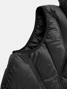 Customize Brand Men's Red Hooded Winter Vest Zipper Pockets Casual Outerwear Windproof Solid Color Polyester Wadding Canvas 340g - Product Image 3