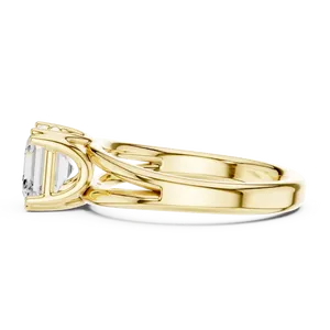Refined Asscher Cut Lab Grown Diamond Solitaire <b>Ring</b> Claw Prong <b>Split</b> Shank 18k Solid Gold Engagement Jewelry Modern Bridal <b>Ring</b> - Product Image 2