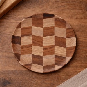 Plateau de service rond en bois, plateaux de service en bois brun naturel pour la nourriture - Product Image 3