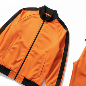 Ensemble de survêtement pour homme en coton épais, deux pièces, avec fermeture éclair contrastée, personnalisé, de luxe, de haute qualité, comprenant un sweat à capuche et un pantalon de survêtement - Product Image 4