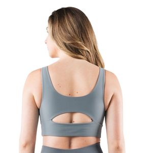 Soutien-gorge de sport léger gris clair sans coutures pour femme avec logo frontal, maintien doux pour le fitness, l'entraînement, le yoga, la course et les activités sportives - Product Image 2