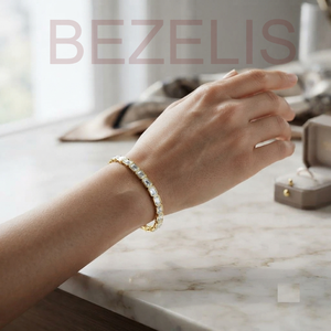 Pulsera de tenis con diamantes cultivados en laboratorio, corte princesa, bisel de oro amarillo, joyería fina de lujo, regalo de aniversario para ella - Product Image 5