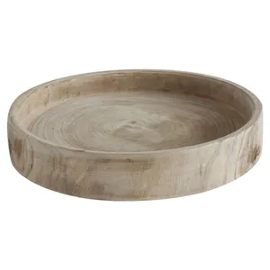 Vassoio rotondo di legno solido di vendita caldo per servire & uso di arredamento in legno naturale vassoio da portata per Multi uso a prezzi all'ingrosso