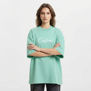 Camiseta de Algodón Personalizada de 240 GSM para Mujer, Corte Holgado, Estilo Casual, Color Sólido, Manga Tres Cuartos, Ropa de Moda - Product Image 5