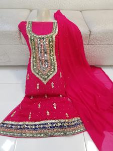 ชุด Gota สำหรับ2022งานแต่งงานผ้าชีฟองซาลวาร์ Kameez จากนักออกแบบปากีสถานสำหรับฤดูร้อน - Product Image 6