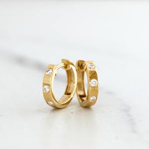 Pendientes de Aro Huggie de Oro Sólido de 14K con Diamantes Cultivados en Laboratorio, Regalo Minimalista para Mujer - Product Image 2