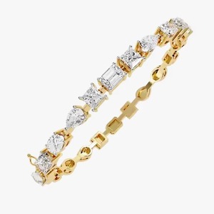 Customizable IGI Certified Moissanite Diamond Tennis Chain <b>Bracelet</b> in 10k/14k/18k <b>Solid</b> Gold with Four Prongs - Product Image 1